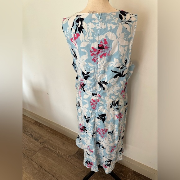 W Lane Frill Fern Dress Blue Pink Floral MIDI Faux Wrap Tie Waist SZ 20 NWT - Picture 5 of 12